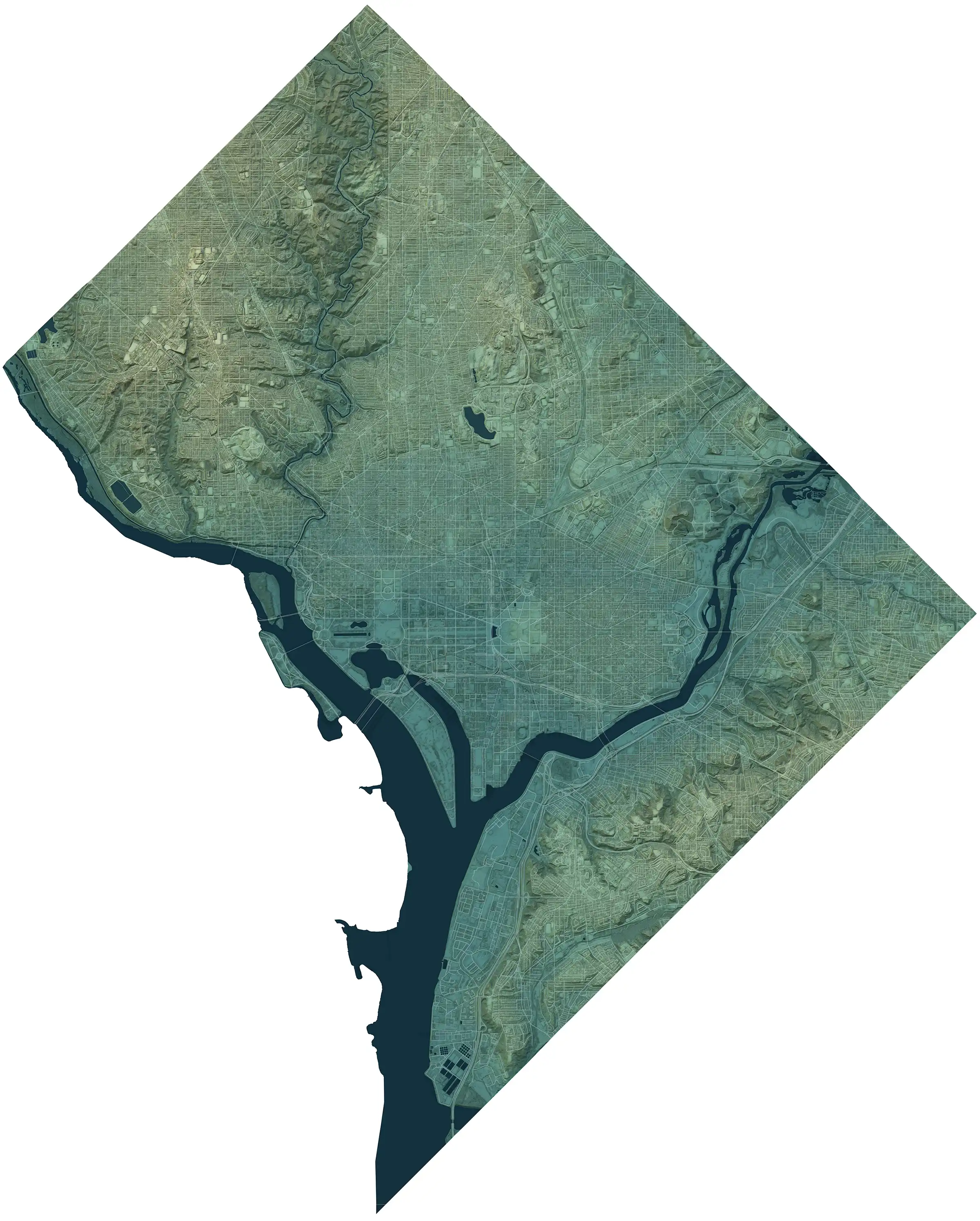 shaded relief map of DC