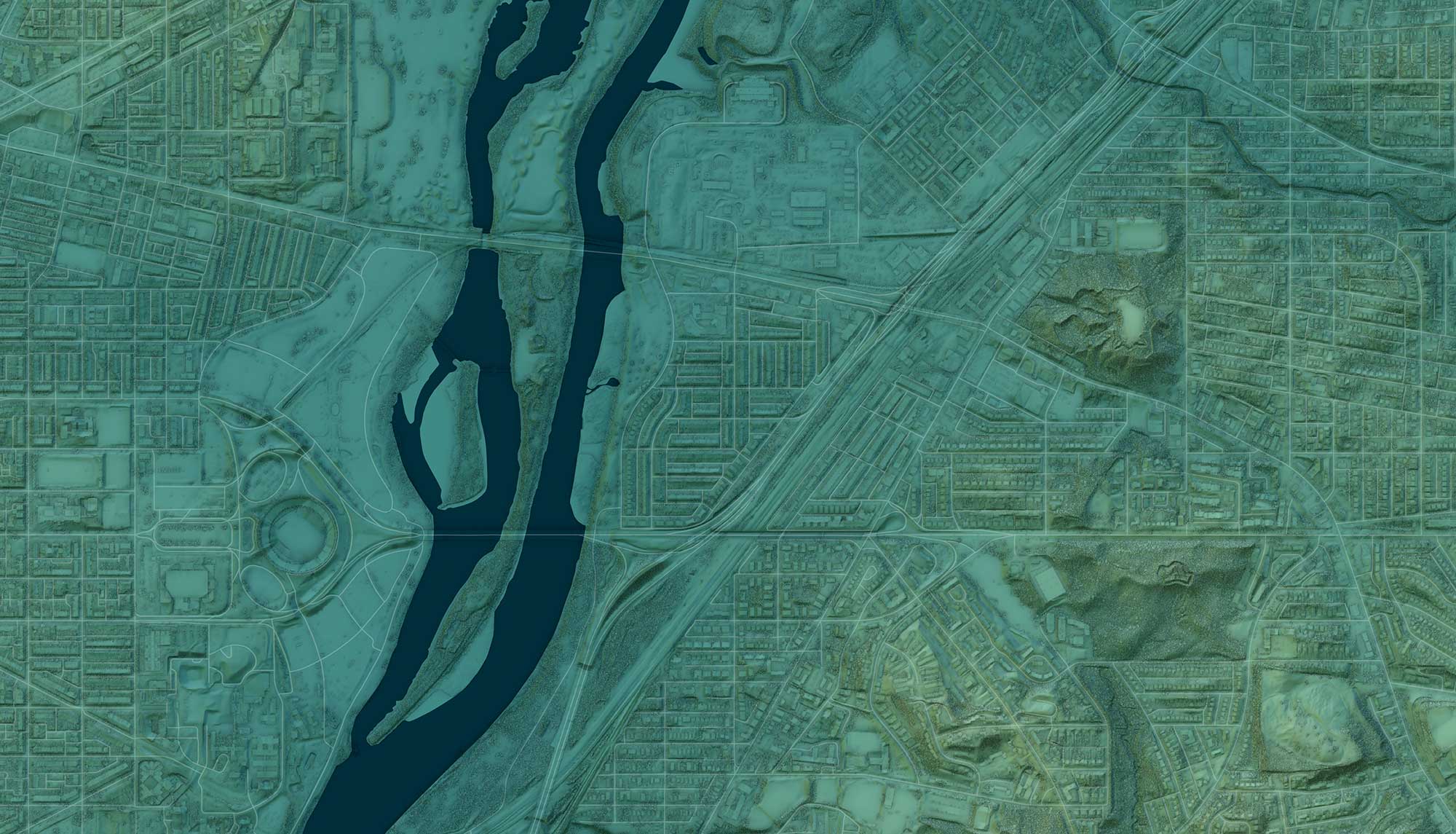 shaded relief map of the Anacostia River area