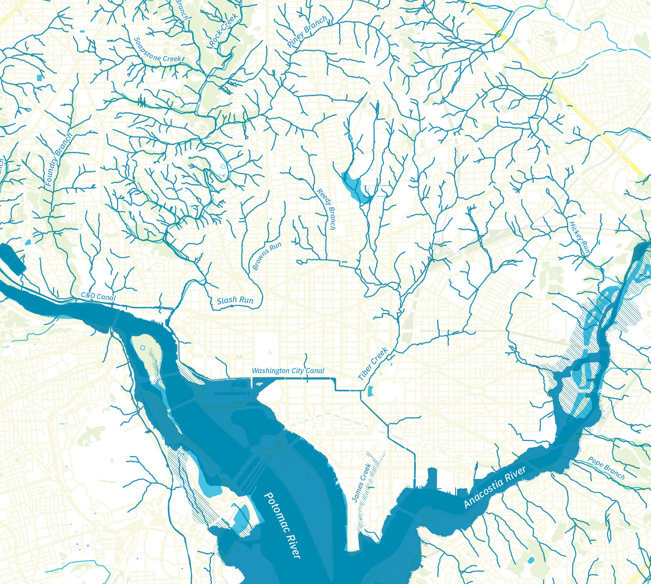 map of former streams