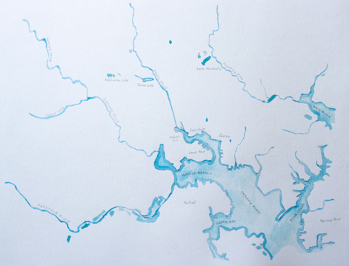 map of stream systems in Baltimore