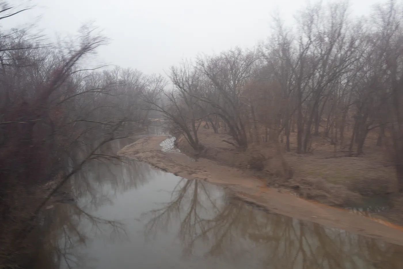 foggy river valley in winter