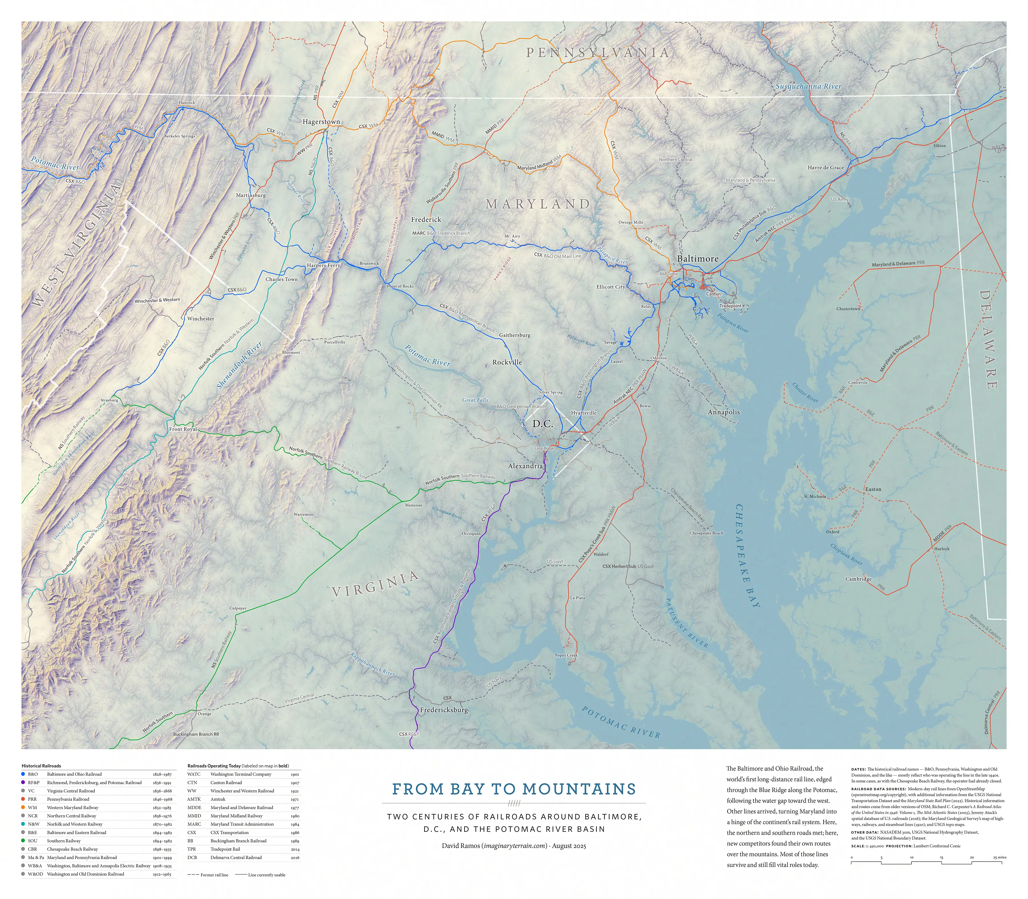map of the region showing hills and rail lines