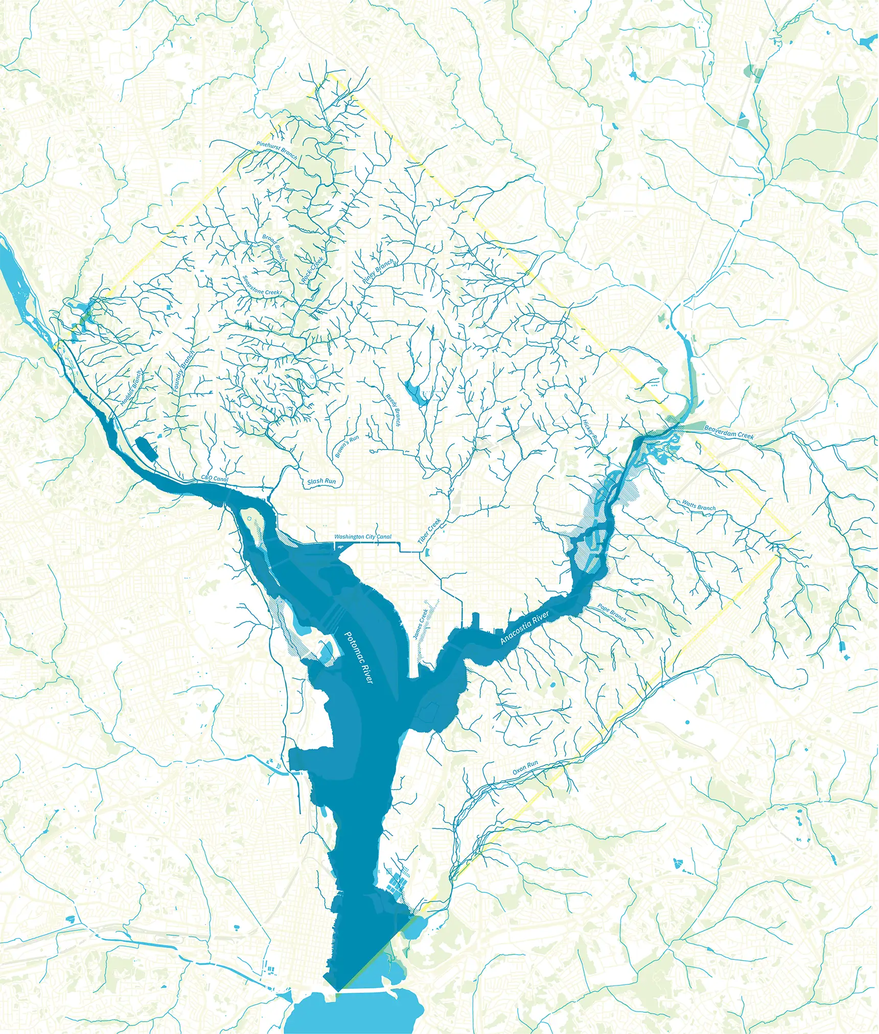 map of DC with streams